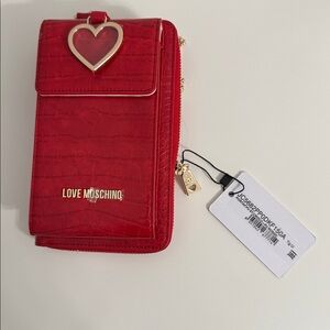 ❤️ Love Moschino Red Croc Phone Crossbody Bag – NWT